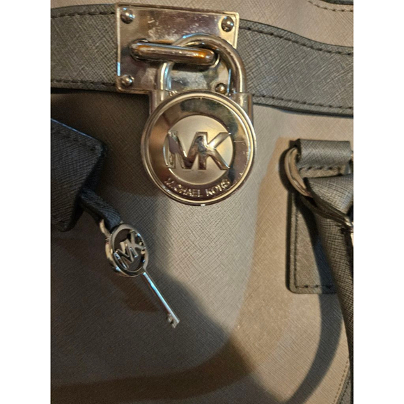 Michael Kors Hamilton Two Tone Leather Satchel Purse - Picture 3 of 12